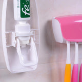 Creative Lazy Toothpaste Dispenser & 5 Toothbrush Holder